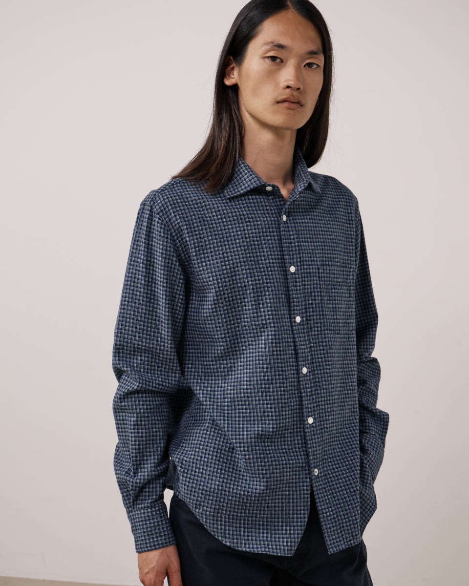 Chemise Homme en Flanelle à Carreaux Bleu Marine Paul - Image 3