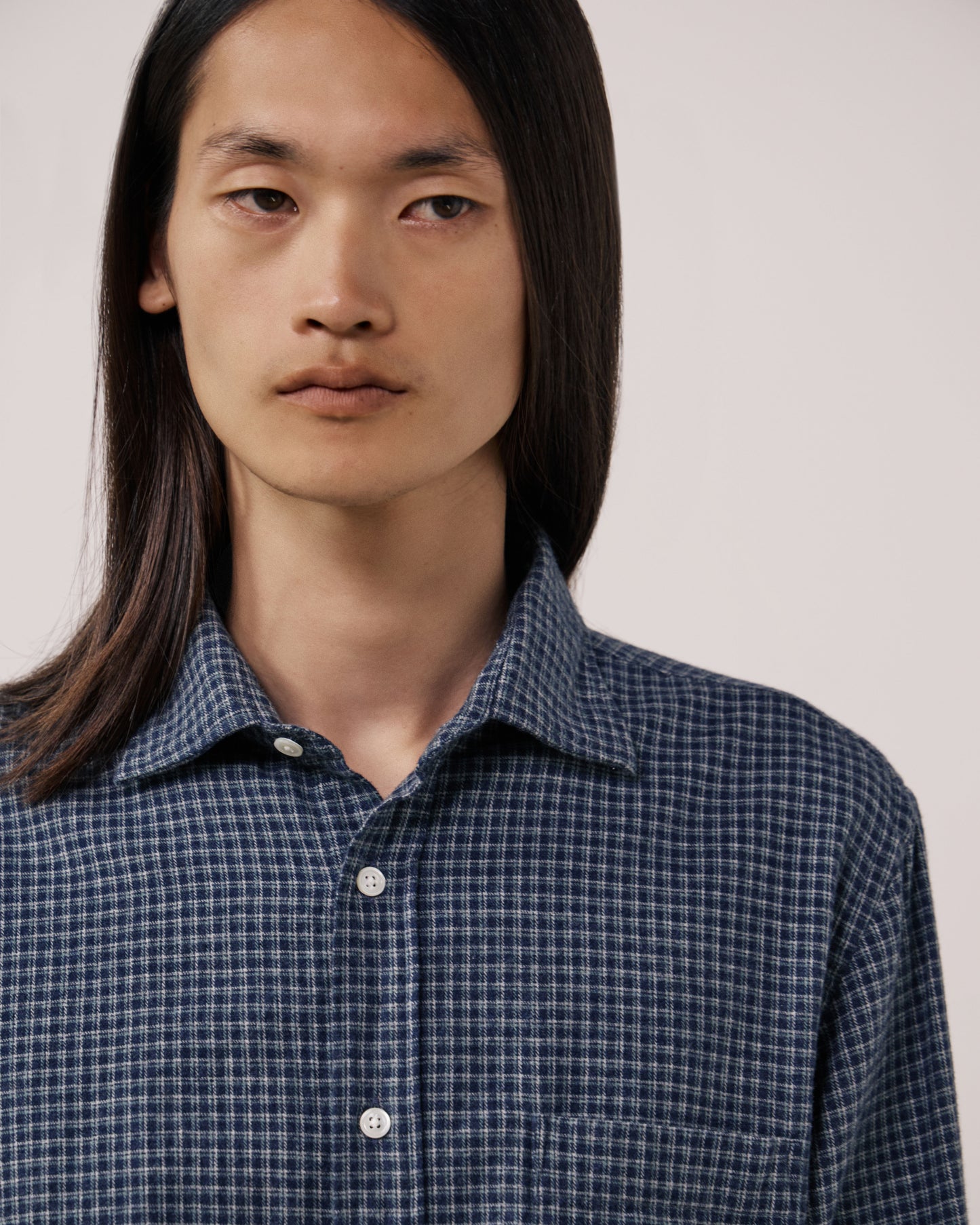 Chemise Homme en Flanelle à Carreaux Bleu Marine Paul