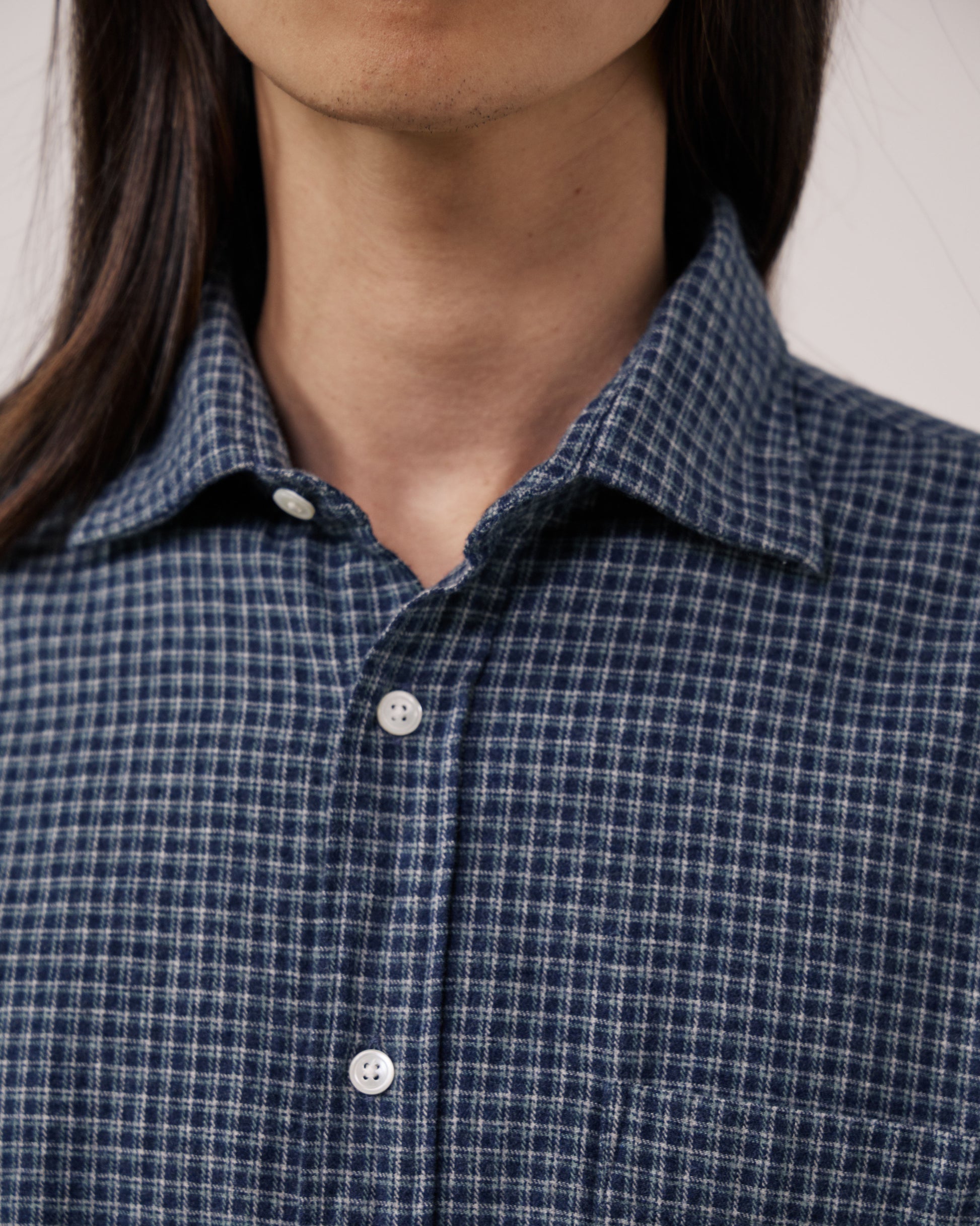 Chemise Homme en Flanelle à Carreaux Bleu Marine Paul