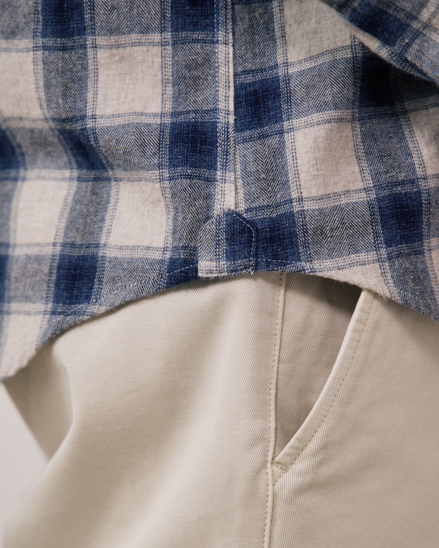 Chemise Homme en Flanelle à Carreaux Ecru & Bleu Paul