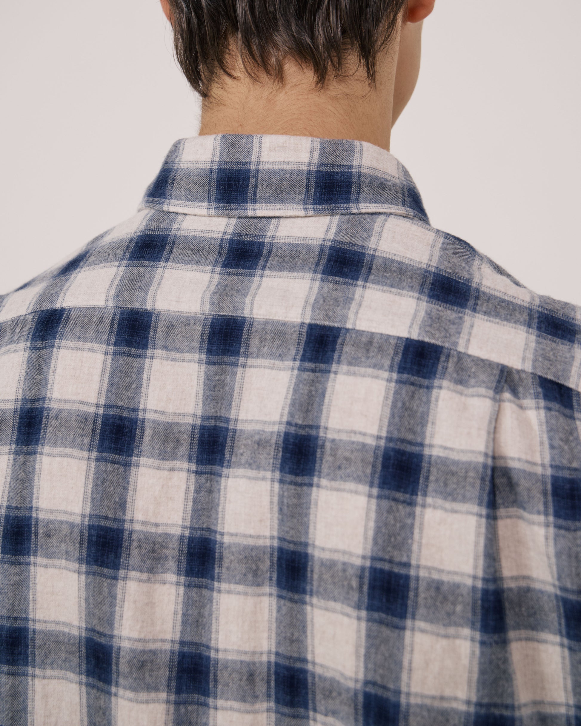 Chemise Homme en Flanelle à Carreaux Ecru & Bleu Paul