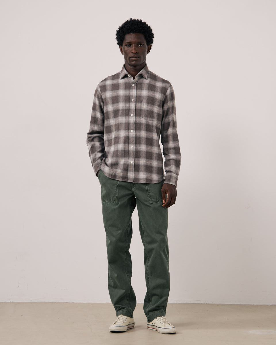 Chemise Homme en Tencel & Coton Brossé à Carreaux Marron Paul - Image 2