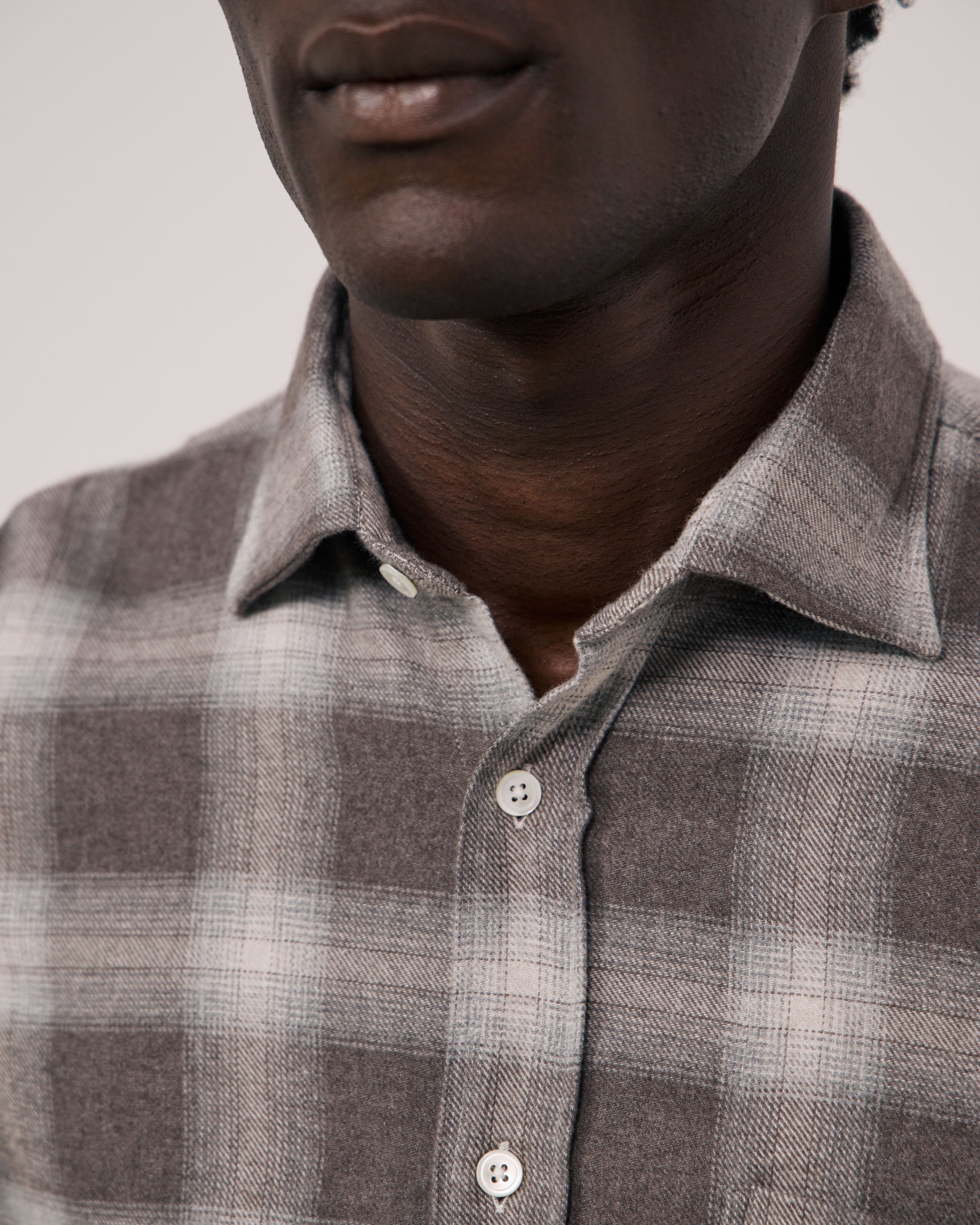 Chemise Homme en Tencel & Coton Brossé à Carreaux Marron Paul