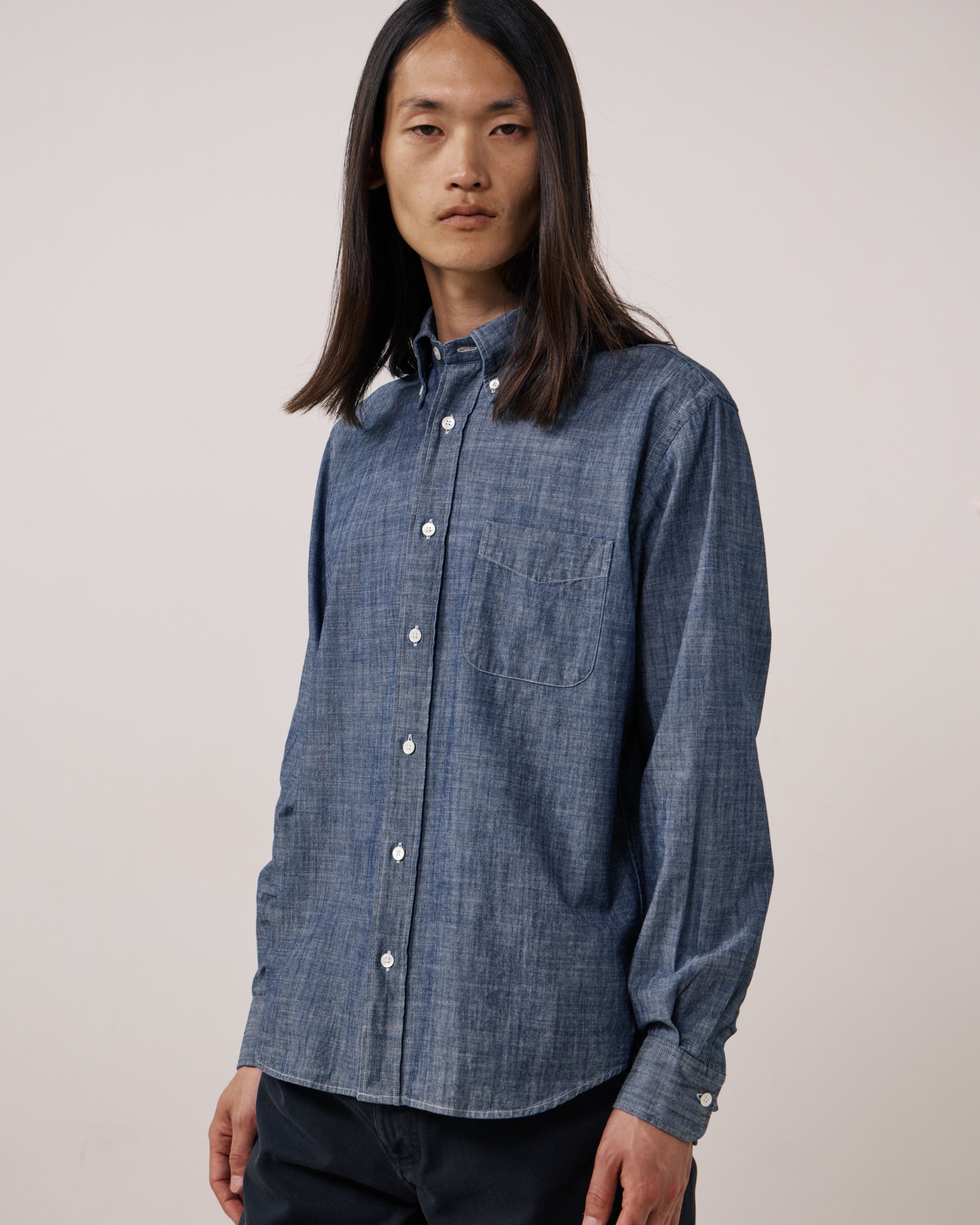 Chemise Homme en Chambray Bleu Indigo Pitt