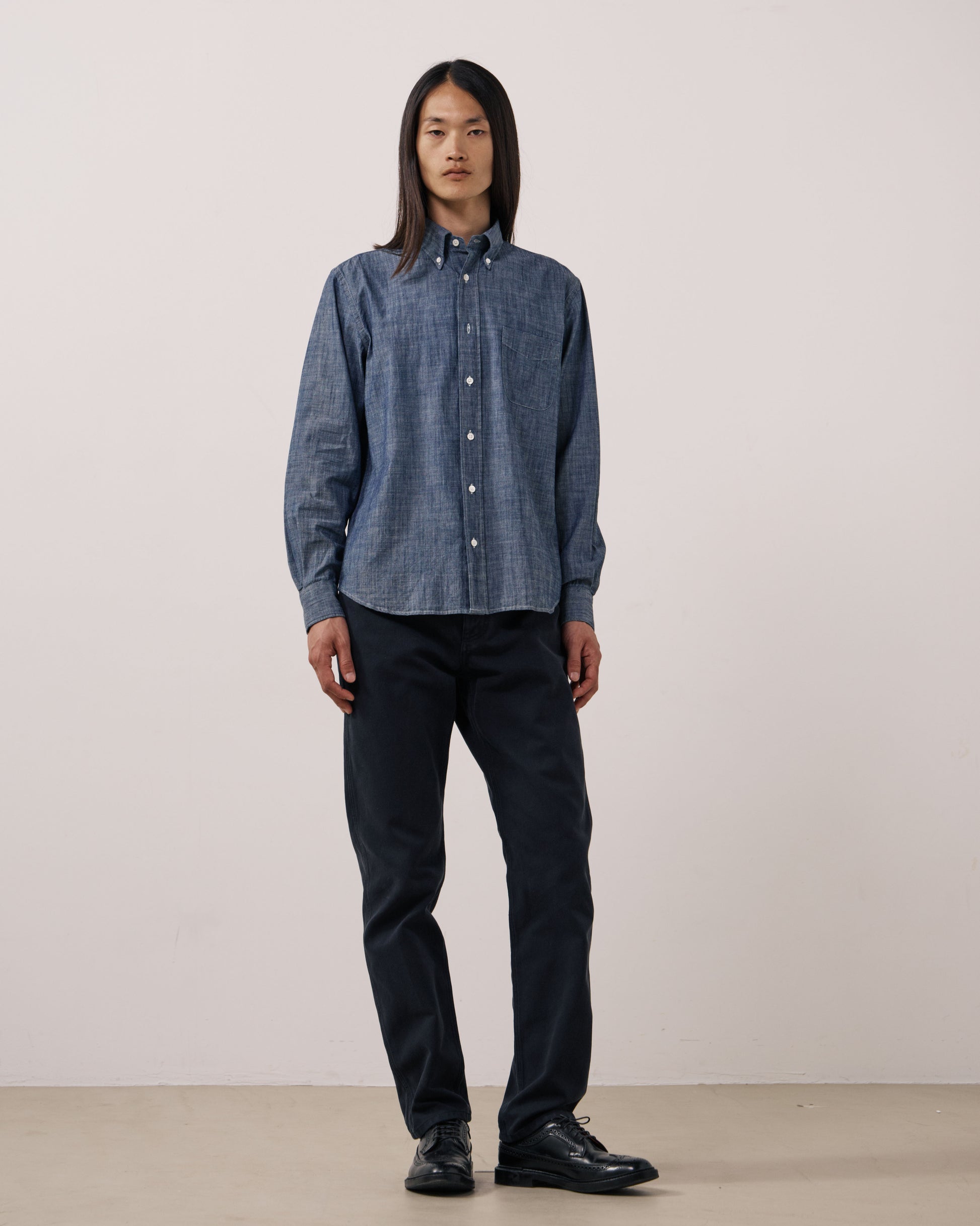 Chemise Homme en Chambray Bleu Indigo Pitt
