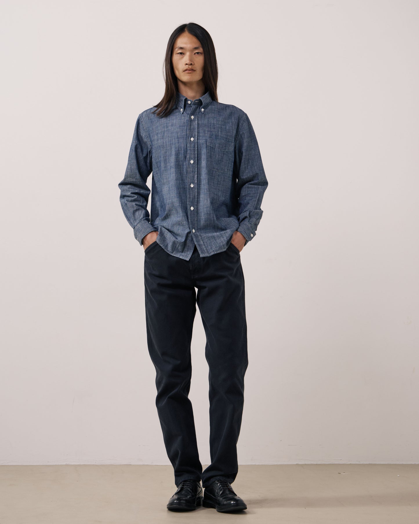 Chemise Homme en Chambray Bleu Indigo Pitt