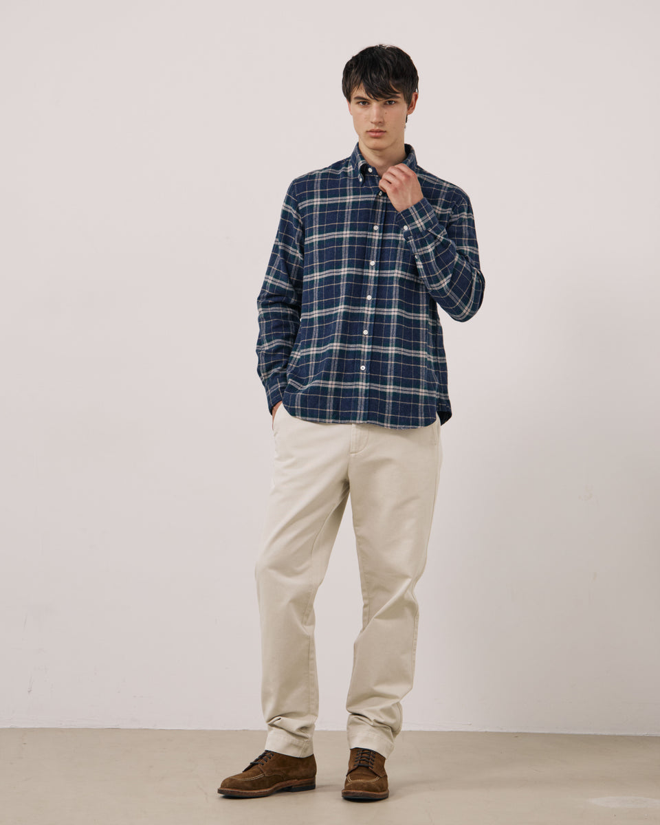 Camisa de franela a cuadros azul y verde para hombre Pitt - Image 2