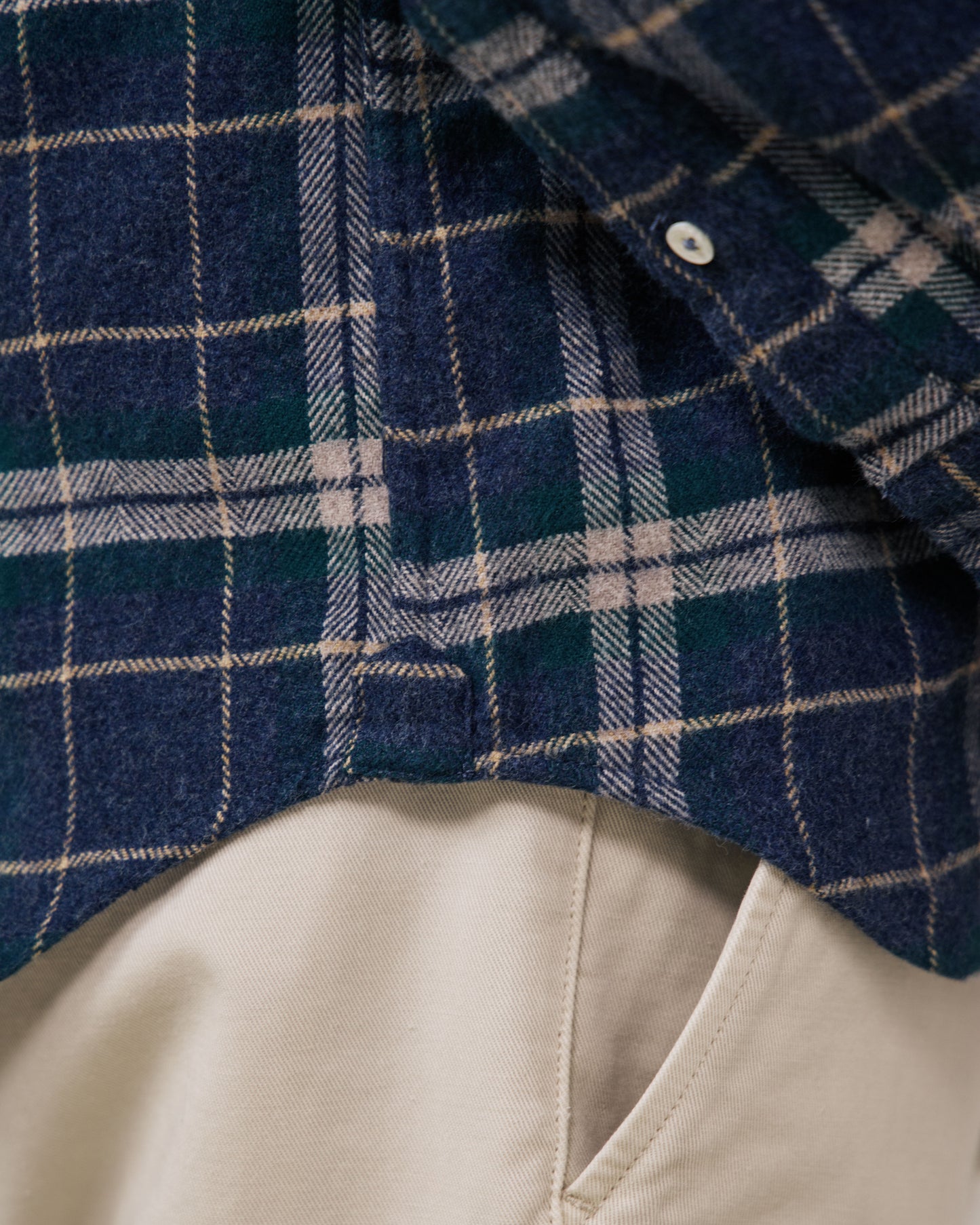 Chemise Homme en Flanelle à Carreaux Bleu & Vert Pitt