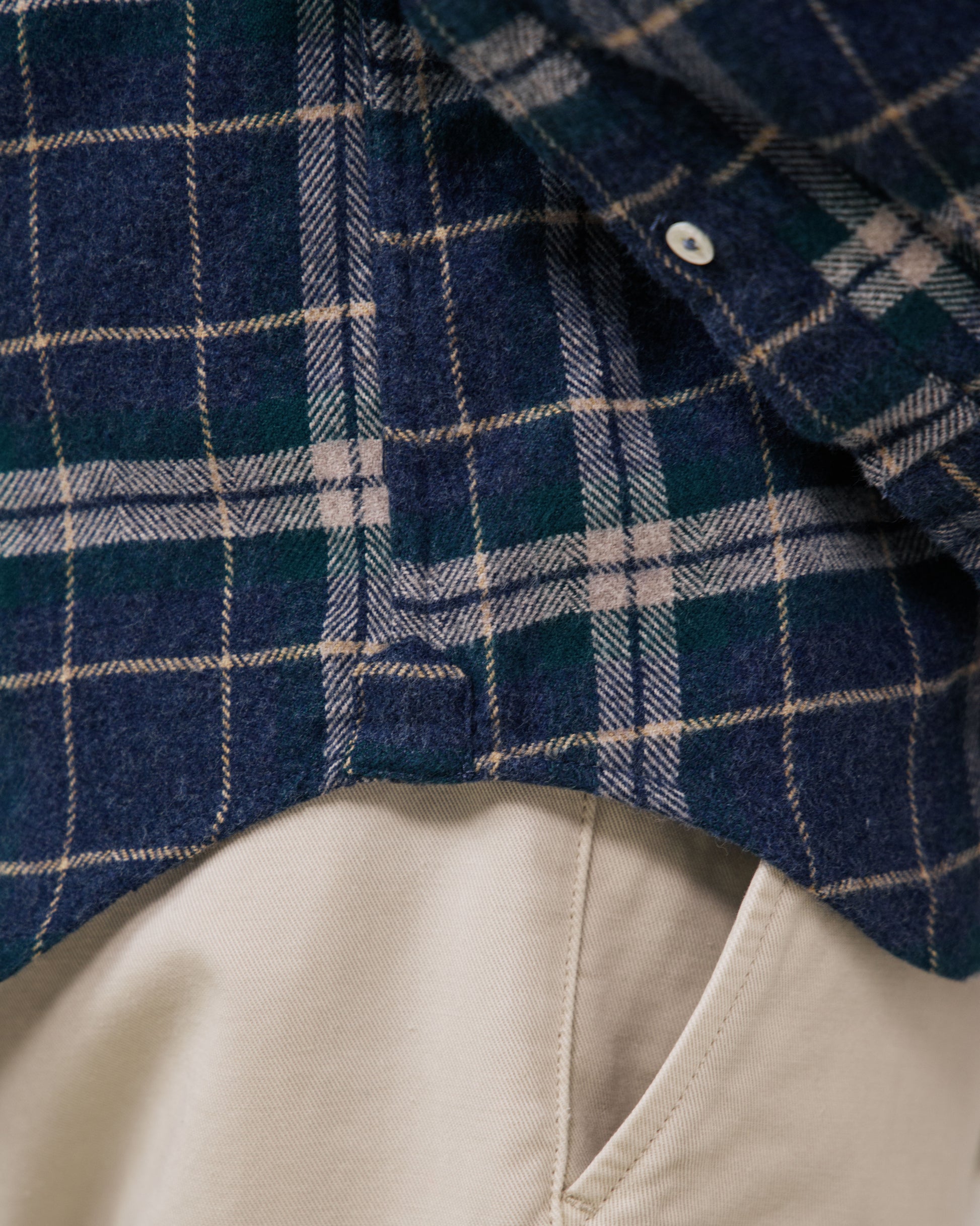 Chemise Homme en Flanelle à Carreaux Bleu & Vert Pitt