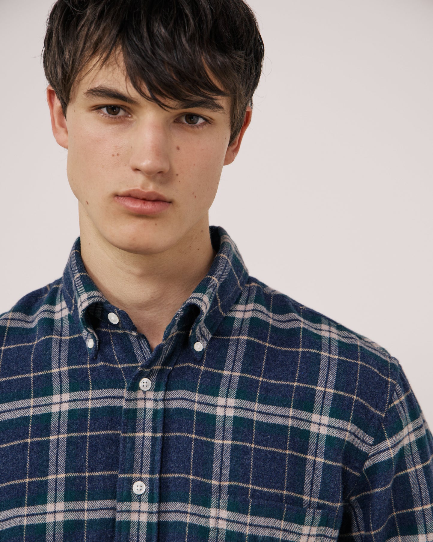 Chemise Homme en Flanelle à Carreaux Bleu & Vert Pitt