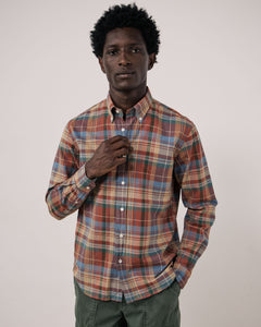 Chemise Homme en Coton à Carreaux Rouge Pitt