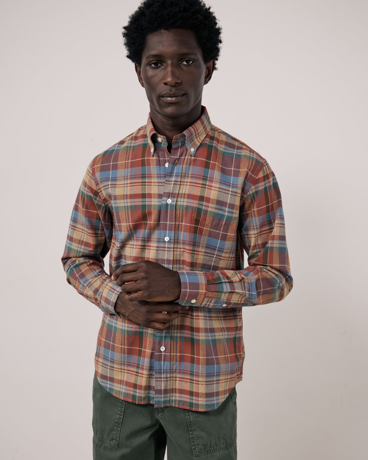 Chemise Homme en Coton à Carreaux Rouge Pitt