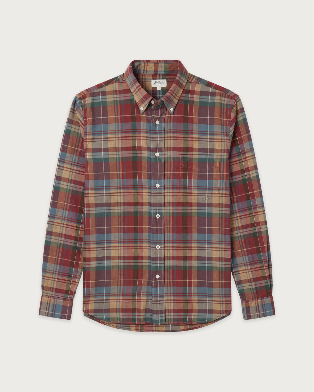 Camicia da uomo in cotone a quadri rosso Pitt