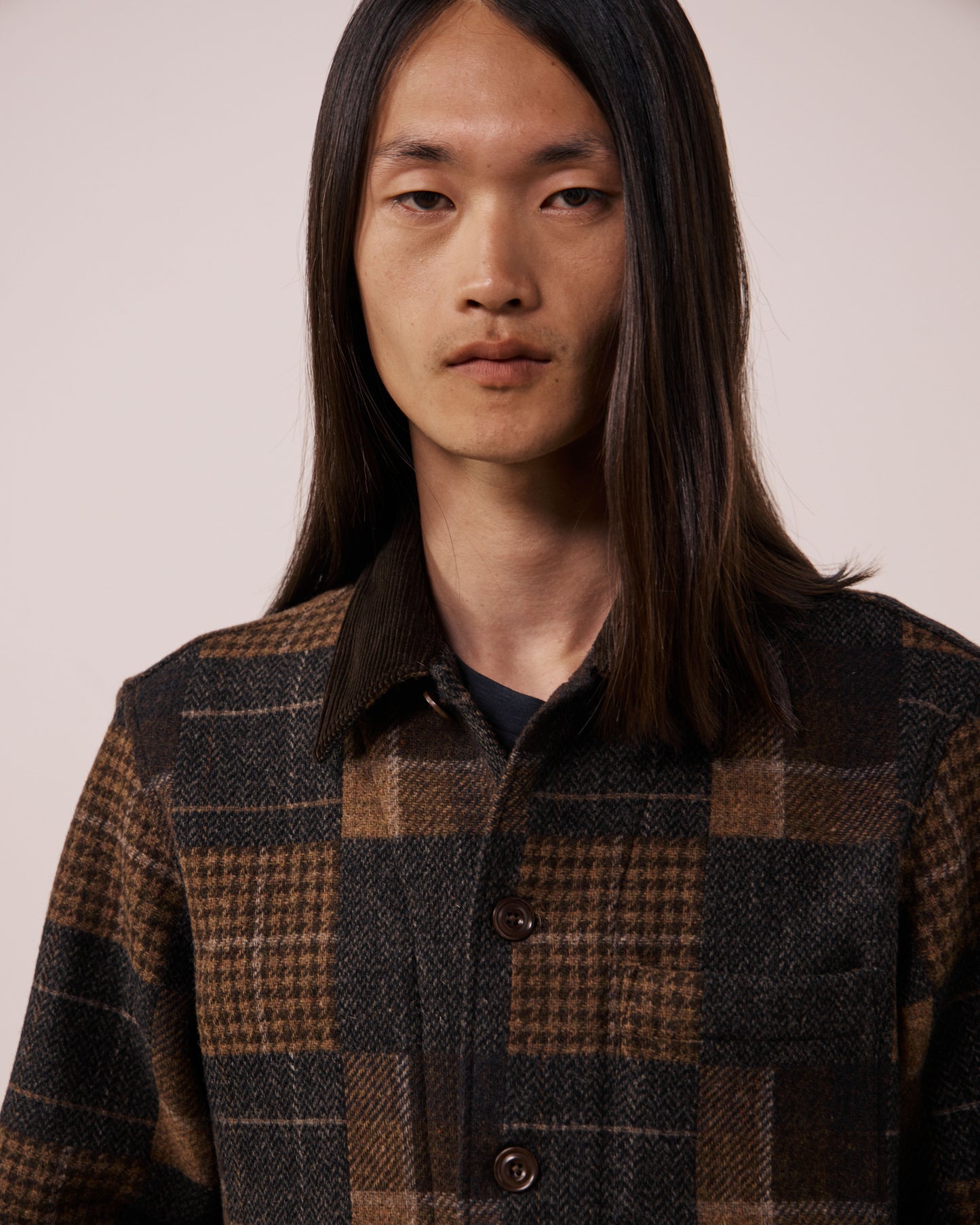 Veste Homme en Laine Patchwork à Carreaux Marron Perry