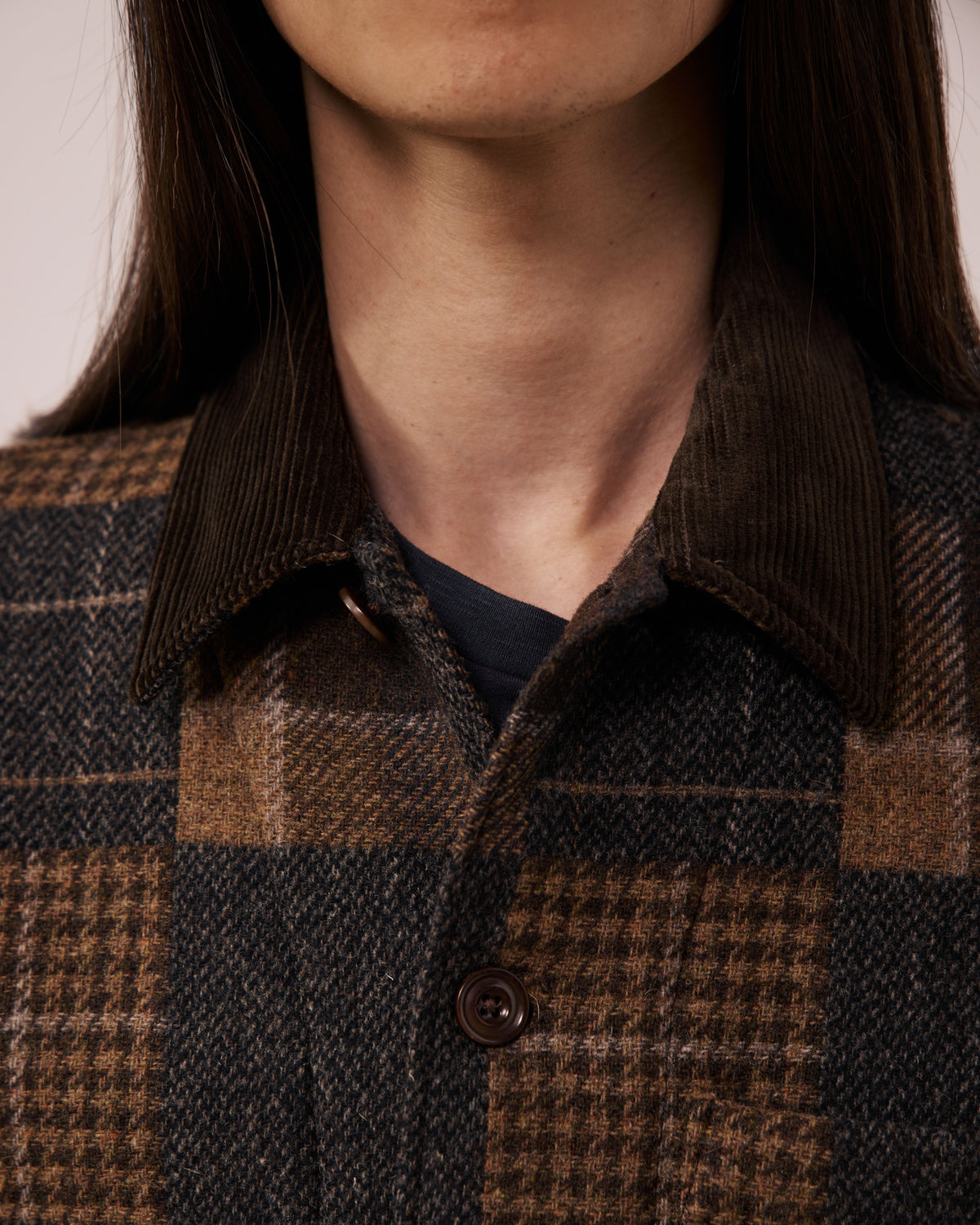 Veste Homme en Laine Patchwork à Carreaux Marron Perry