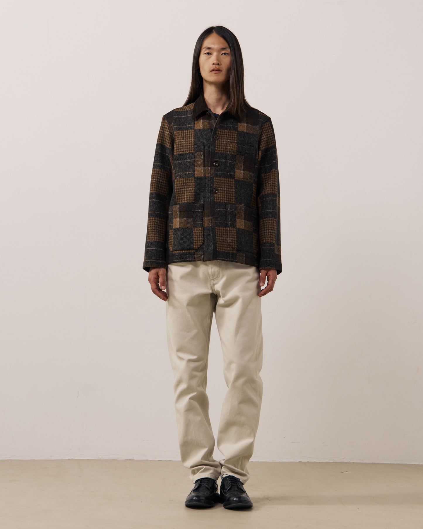 Veste Homme en Laine Patchwork à Carreaux Marron Perry