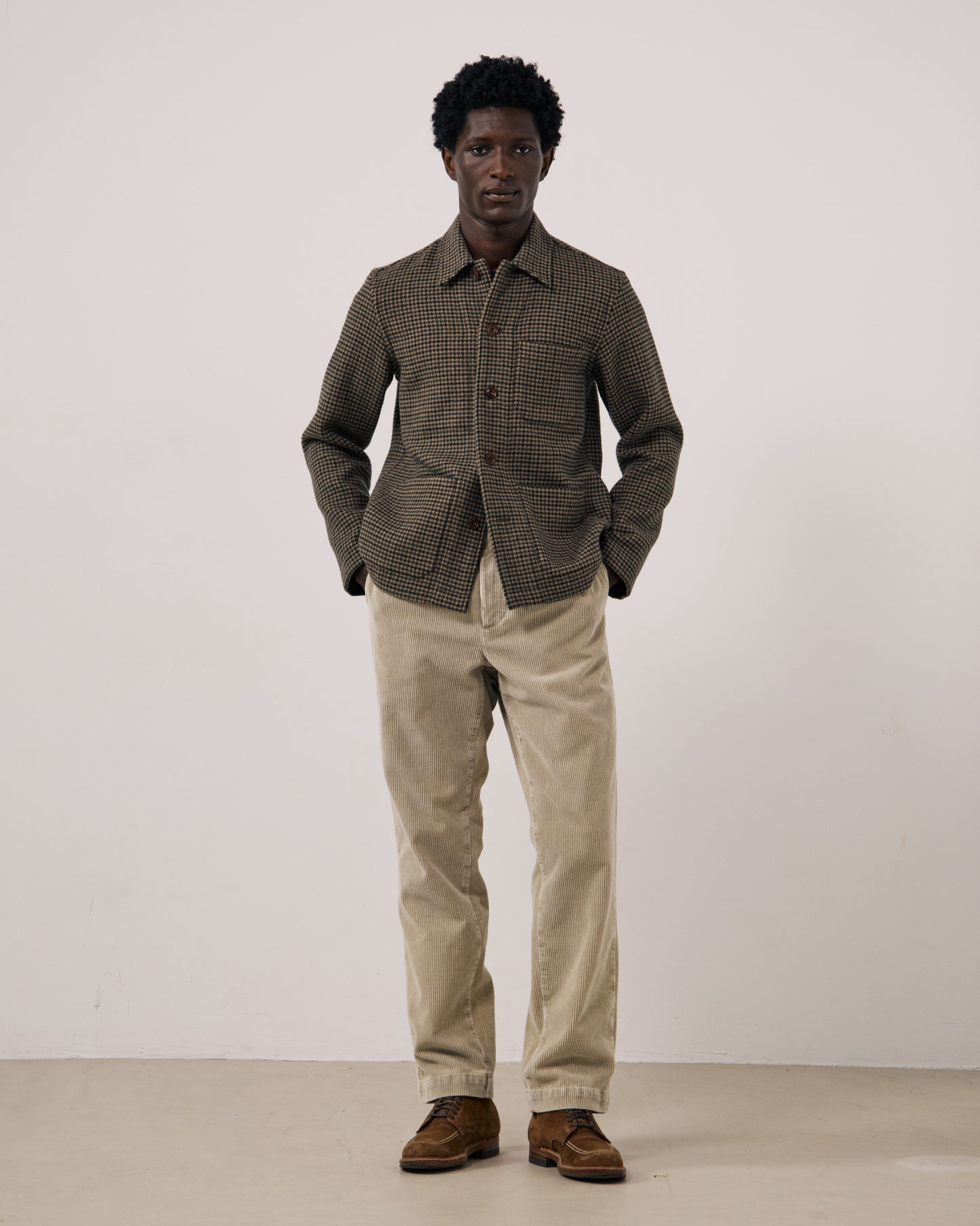Veste Homme en Laine Double Face à Chevrons Marron Perry