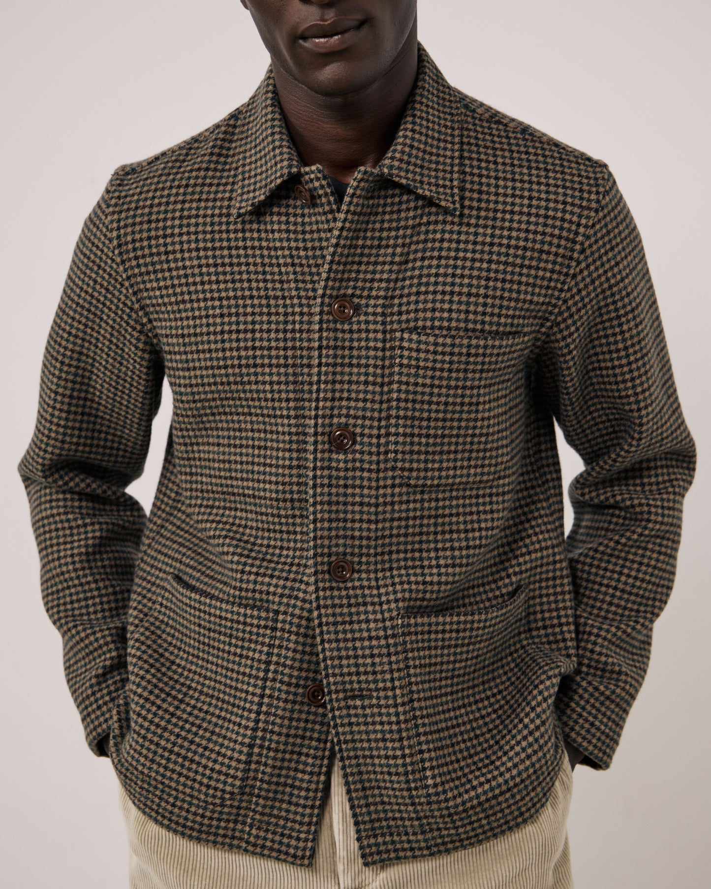 Veste Homme en Laine Double Face à Chevrons Marron Perry