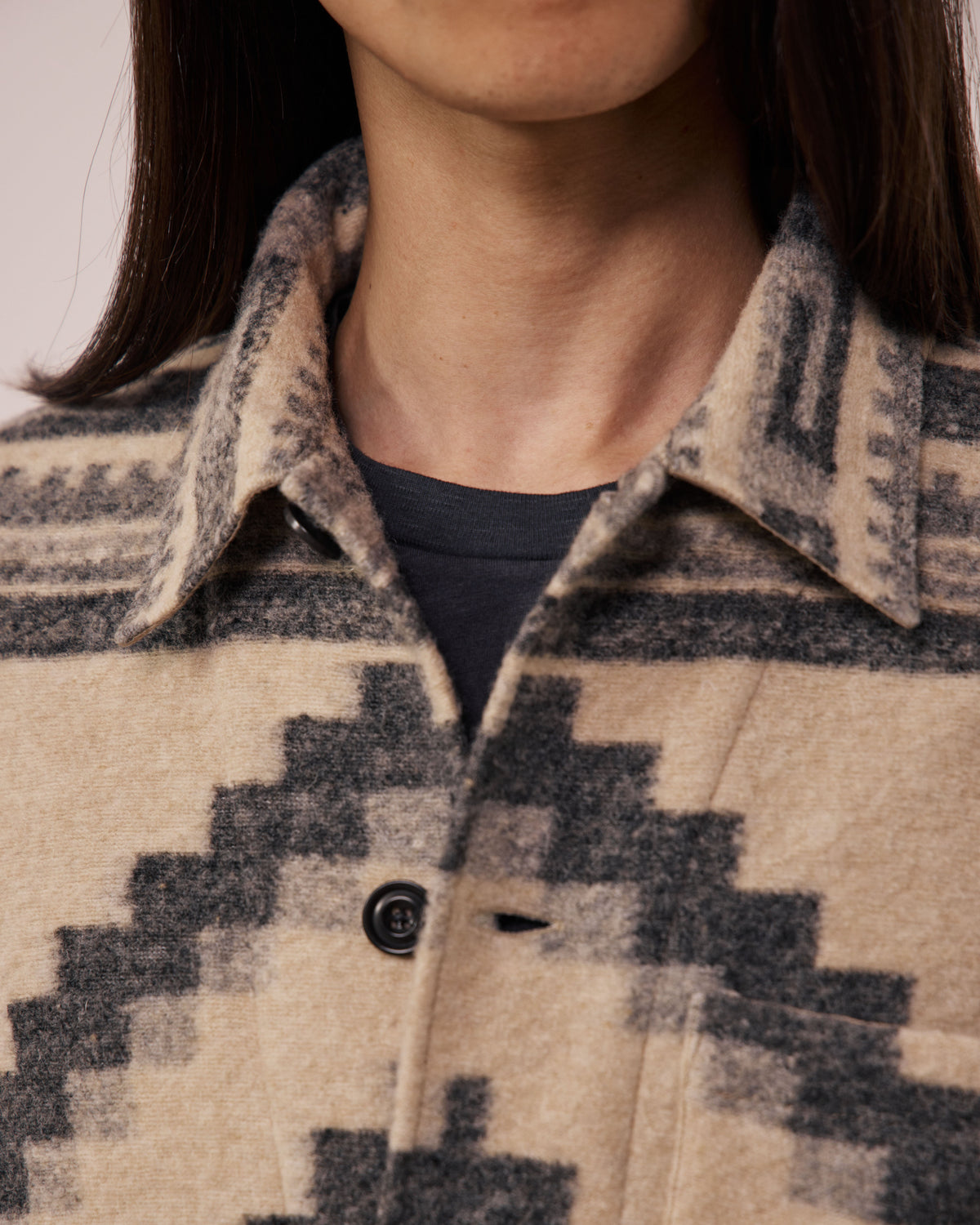 Veste Homme en Laine Vierge Mélangée Ecru & Carbone Perry