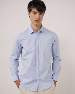 Chemise Homme en Popeline à Rayures Bleu Clair Sammy
