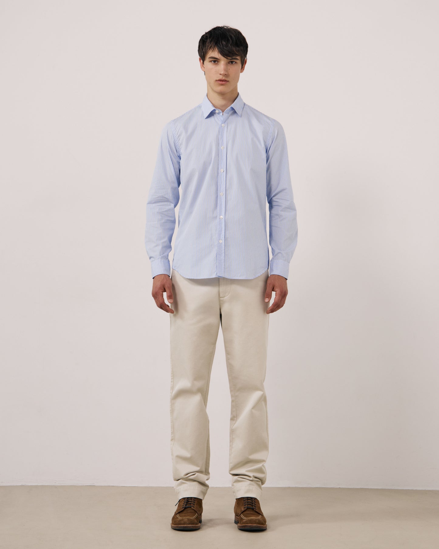 Chemise Homme en Popeline à Rayures Bleu Clair Sammy