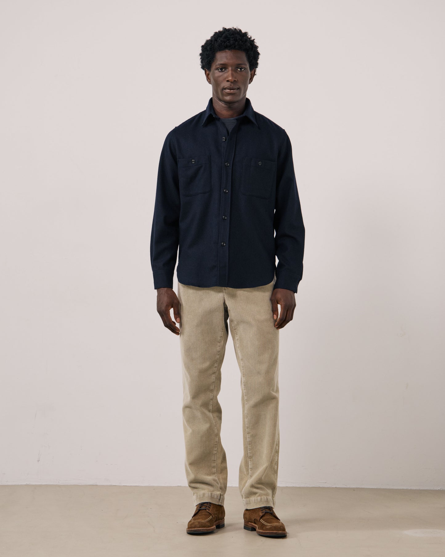 Chemise Homme en Flanelle de laine Bleu Marine Percey
