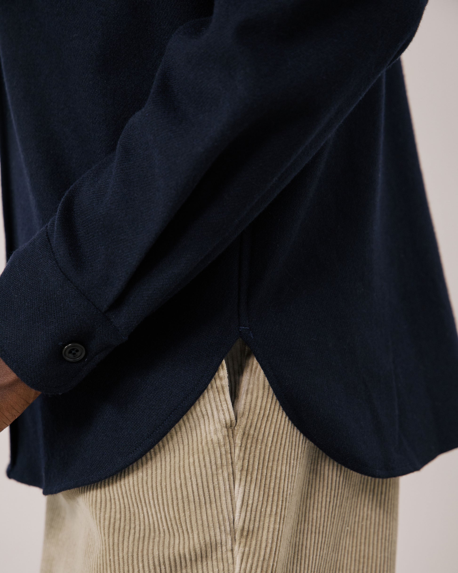Chemise Homme en Flanelle de laine Bleu Marine Percey