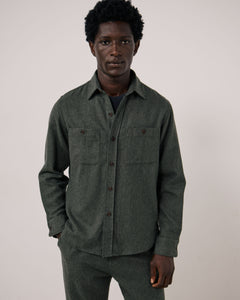 Chemise Homme en Flanelle de laine Vert Militaire Percey