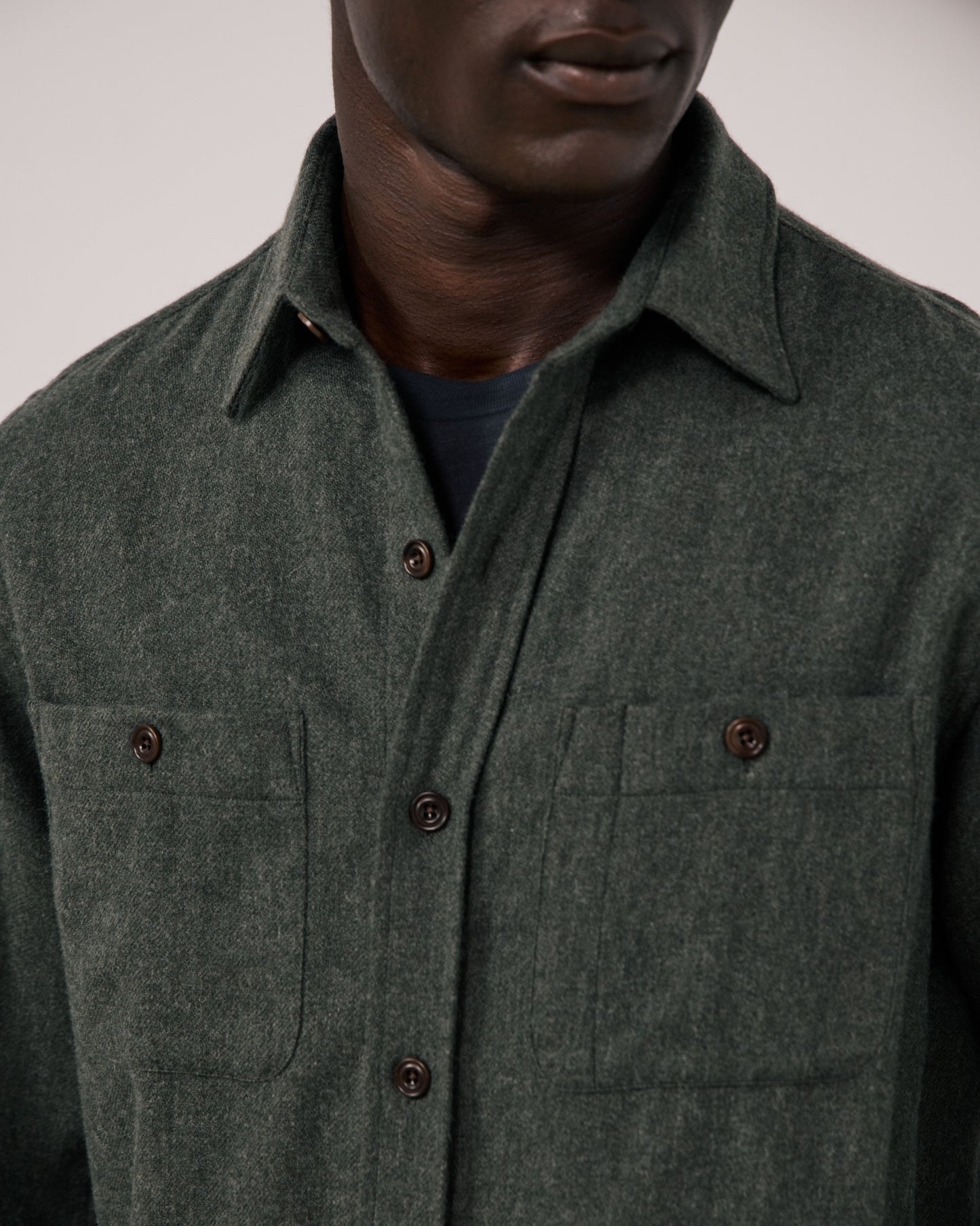 Chemise Homme en Flanelle de laine Vert Militaire Percey