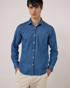 Chemise Homme en Denim Léger Bleu Indigo Storm