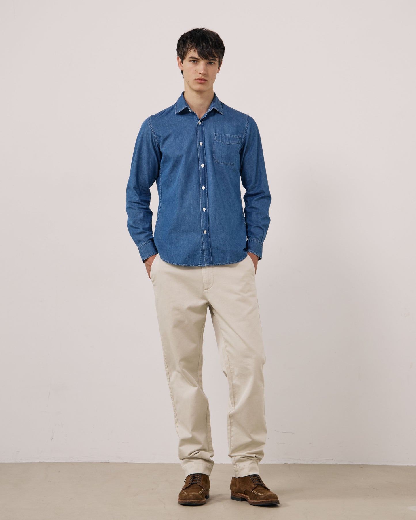 Chemise Homme en Denim Léger Bleu Indigo Storm