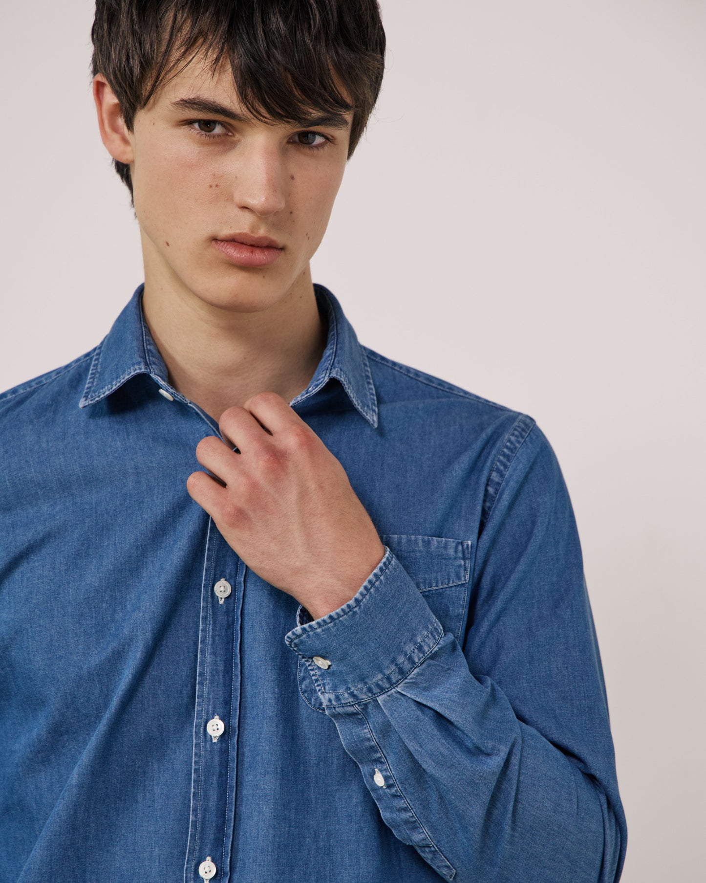 Chemise Homme en Denim Léger Bleu Indigo Storm