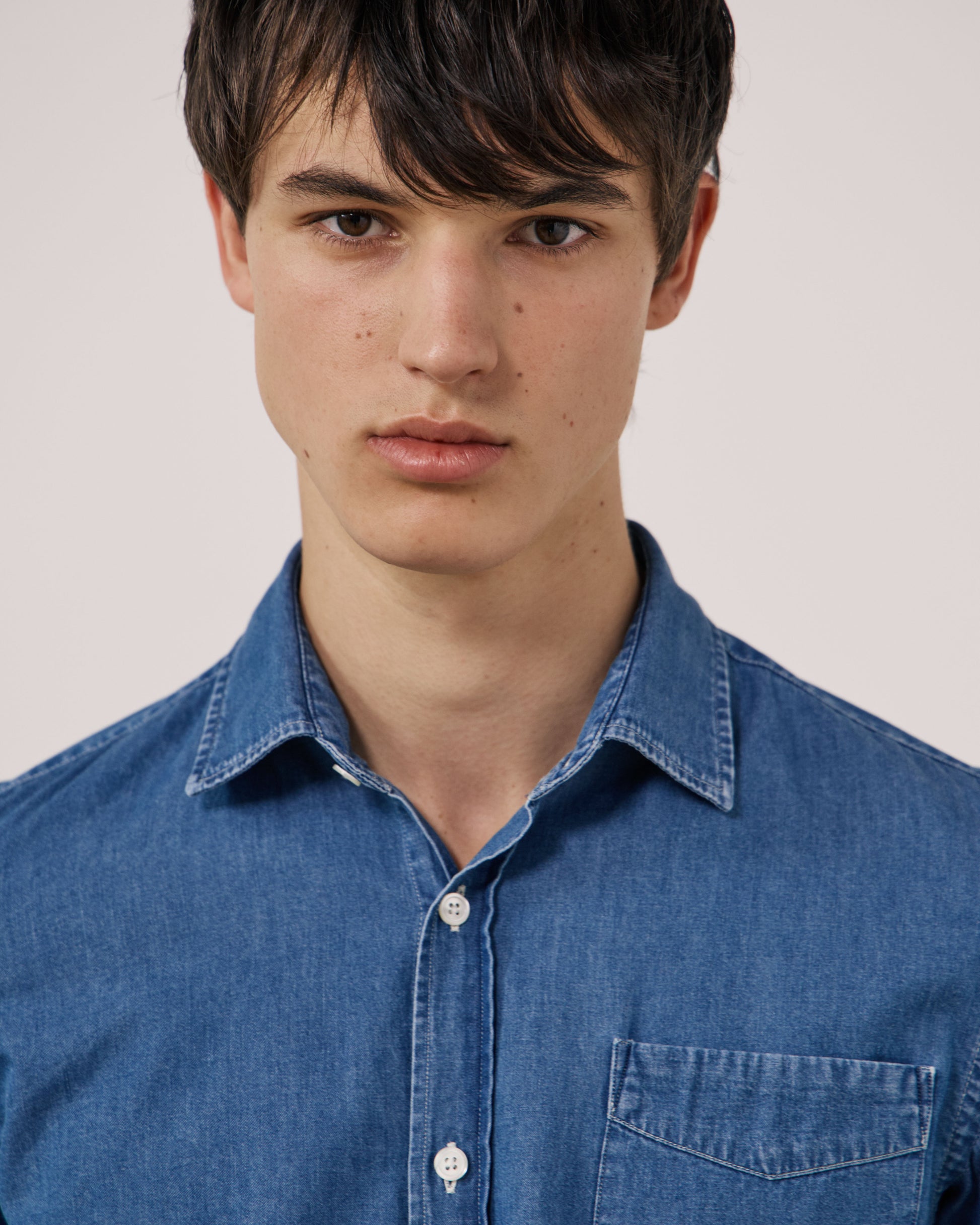 Chemise Homme en Denim Léger Bleu Indigo Storm