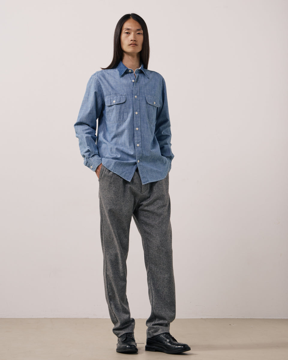 Herrenhemd aus Chambray in Indigo Blau Paxi - Image 2