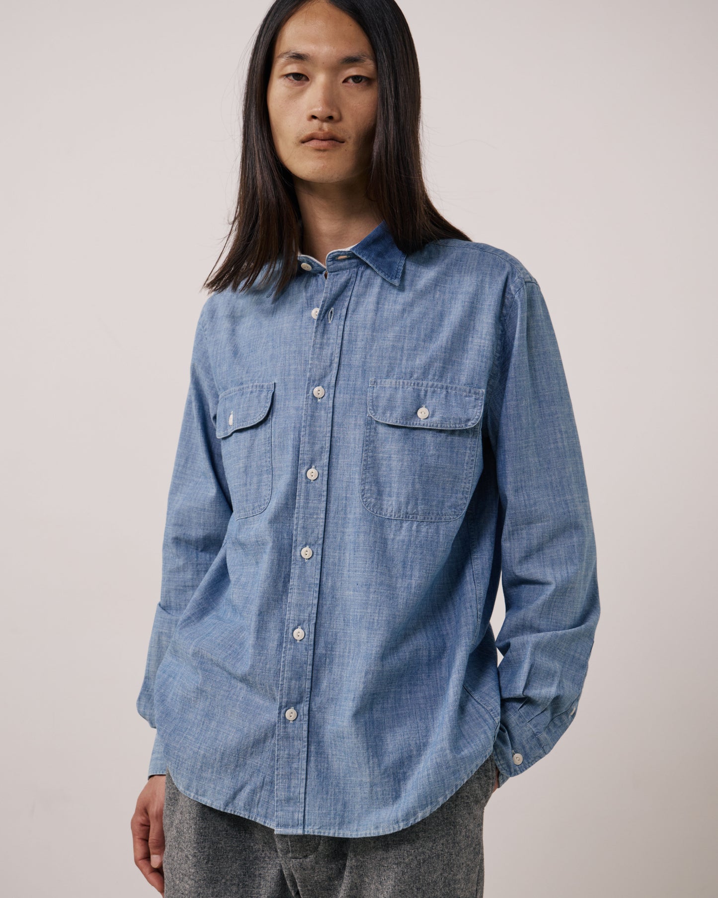 Chemise Homme en Chambray Bleu Indigo Paxi