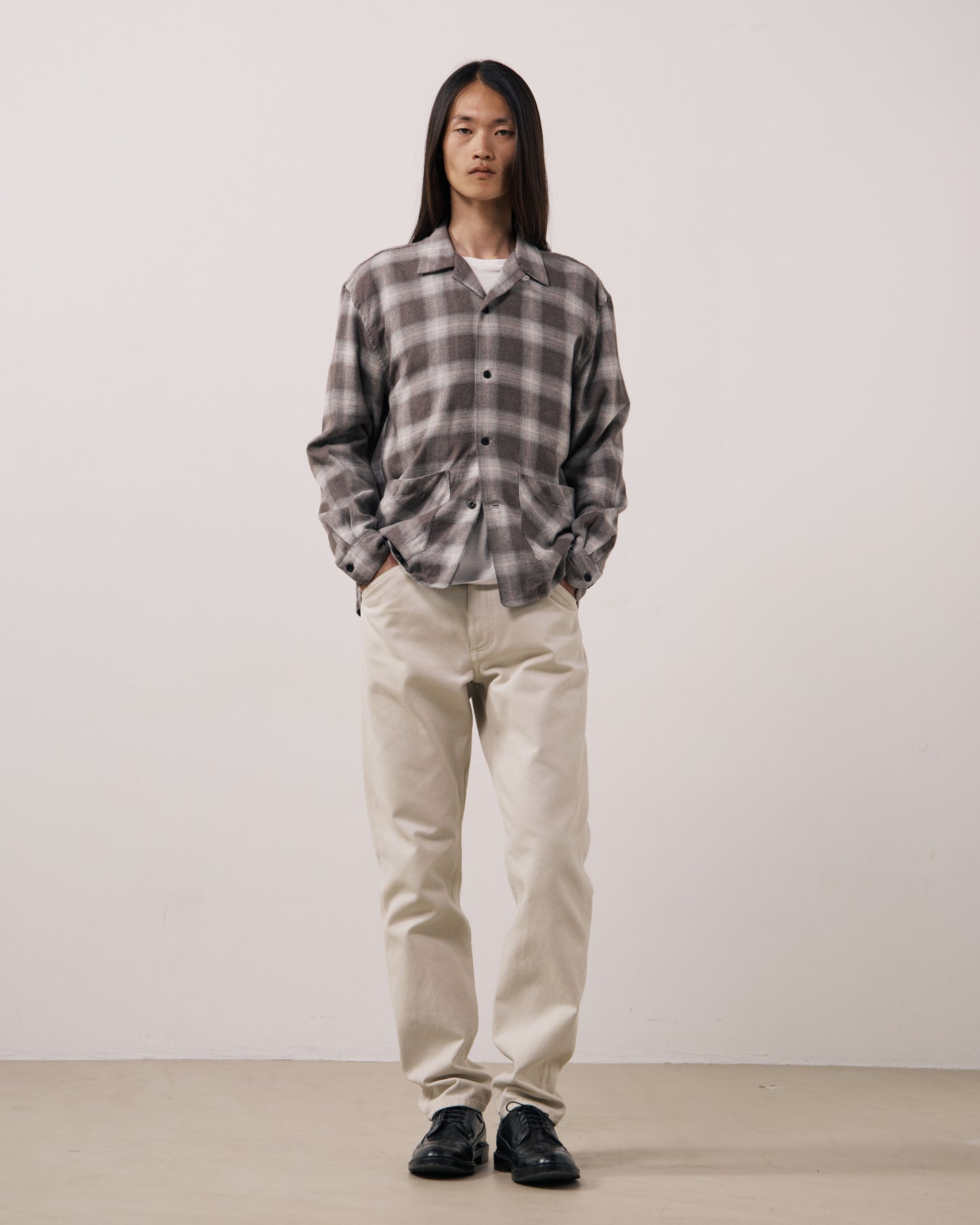 Chemise Homme en Tencel & Coton Brossé à Carreaux Marron Flint