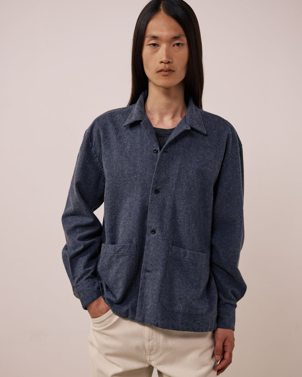 Chemise Homme en Coton Double Face Bleu Marine Flint - Image principale