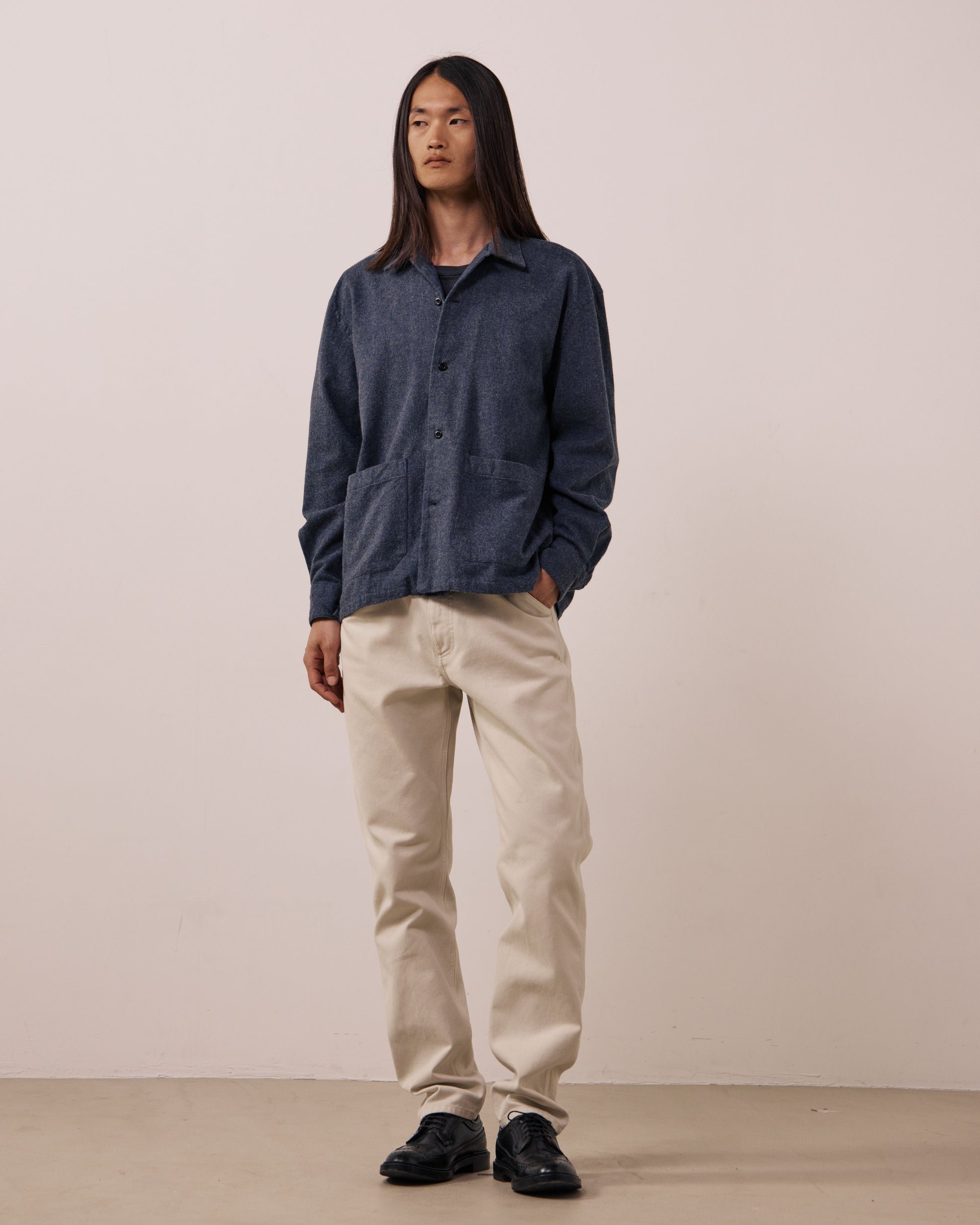 Chemise Homme en Coton Double Face Bleu Marine Flint