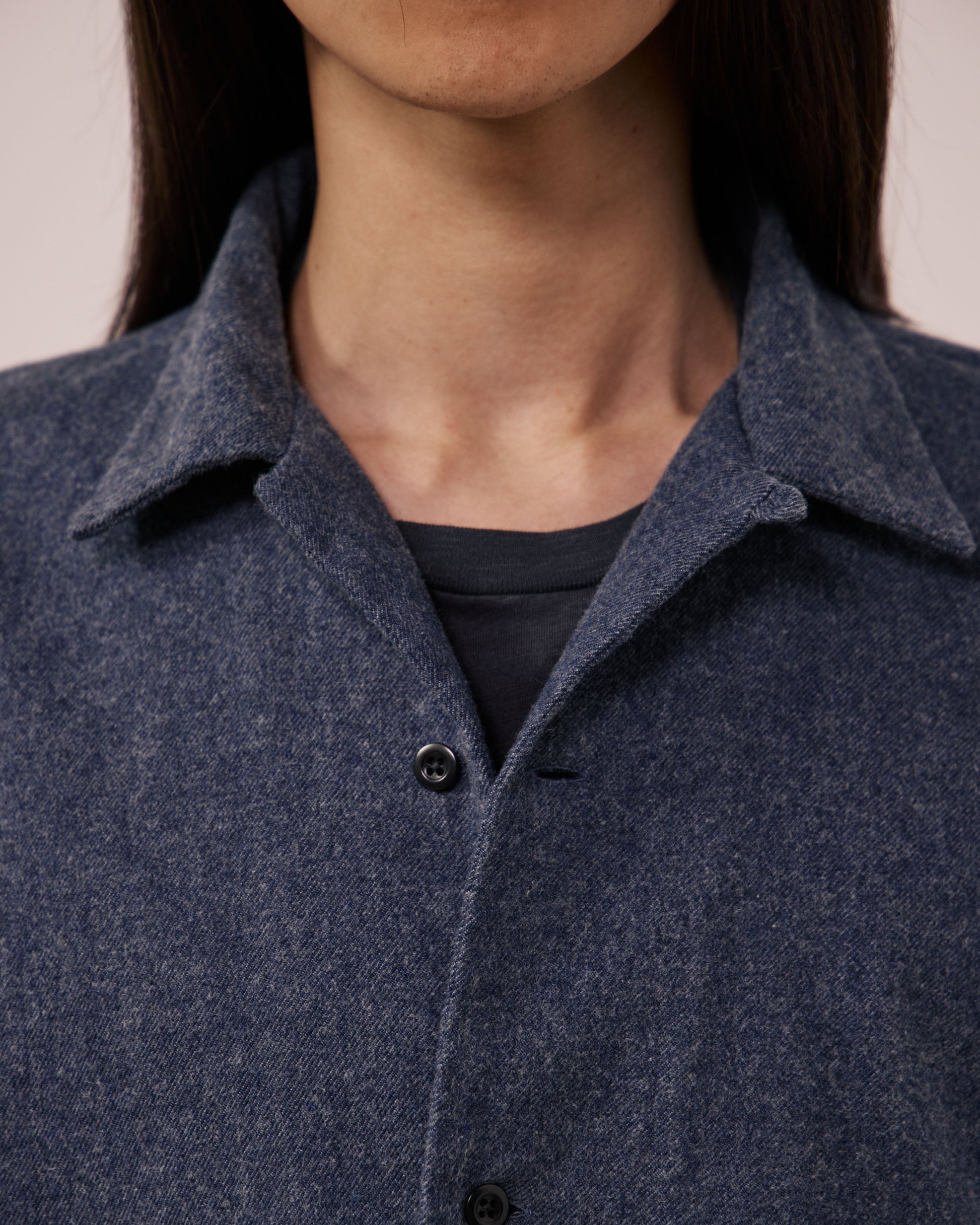 Chemise Homme en Coton Double Face Bleu Marine Flint