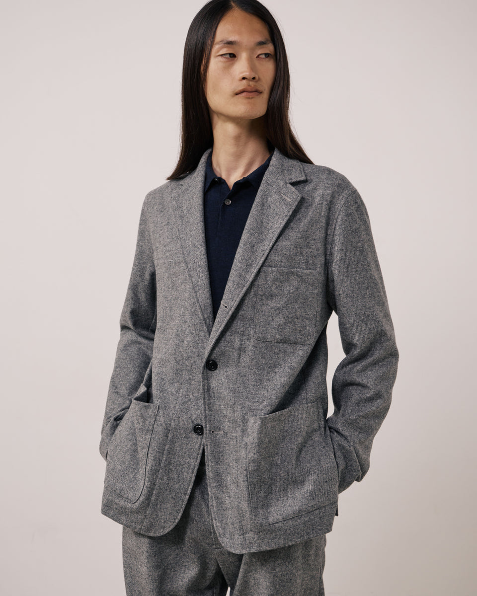 Chaqueta de franela de lana a cuadros gris para hombre Jonbee - Image 2