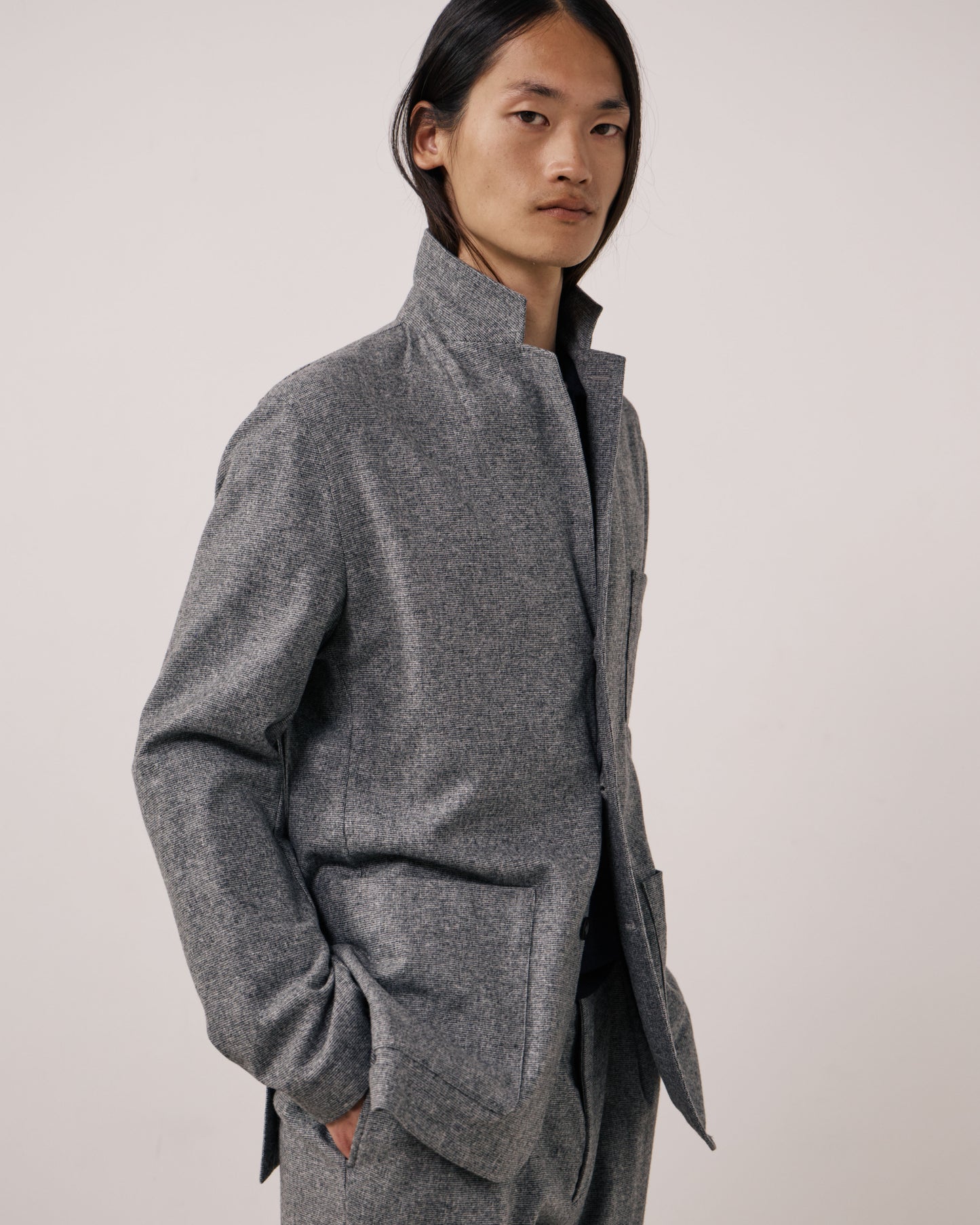 Veste Homme en Flanelle de Laine à Carreaux Gris Jonbee