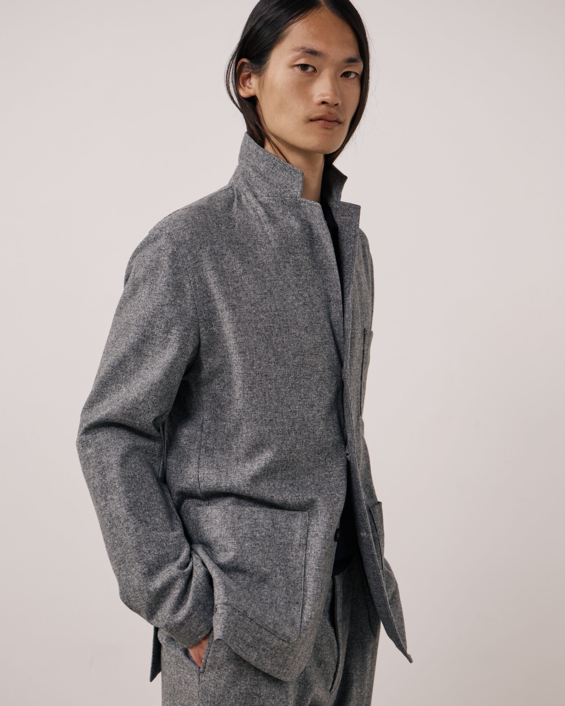 Veste Homme en Flanelle de Laine à Carreaux Gris Jonbee