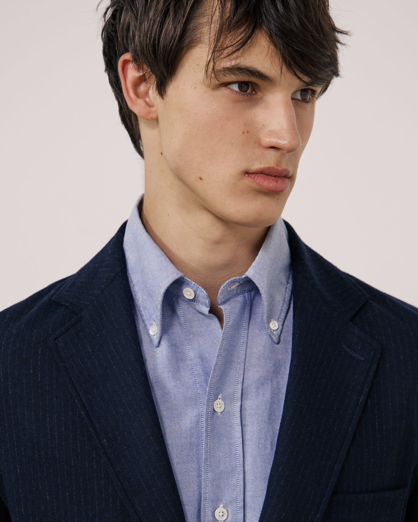 Veste Homme en Flanelle de Laine à Rayures Bleu Marine Jonbee