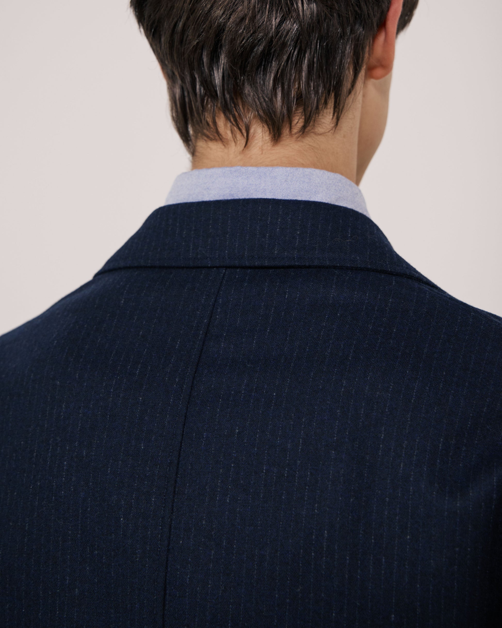Veste Homme en Flanelle de Laine à Rayures Bleu Marine Jonbee