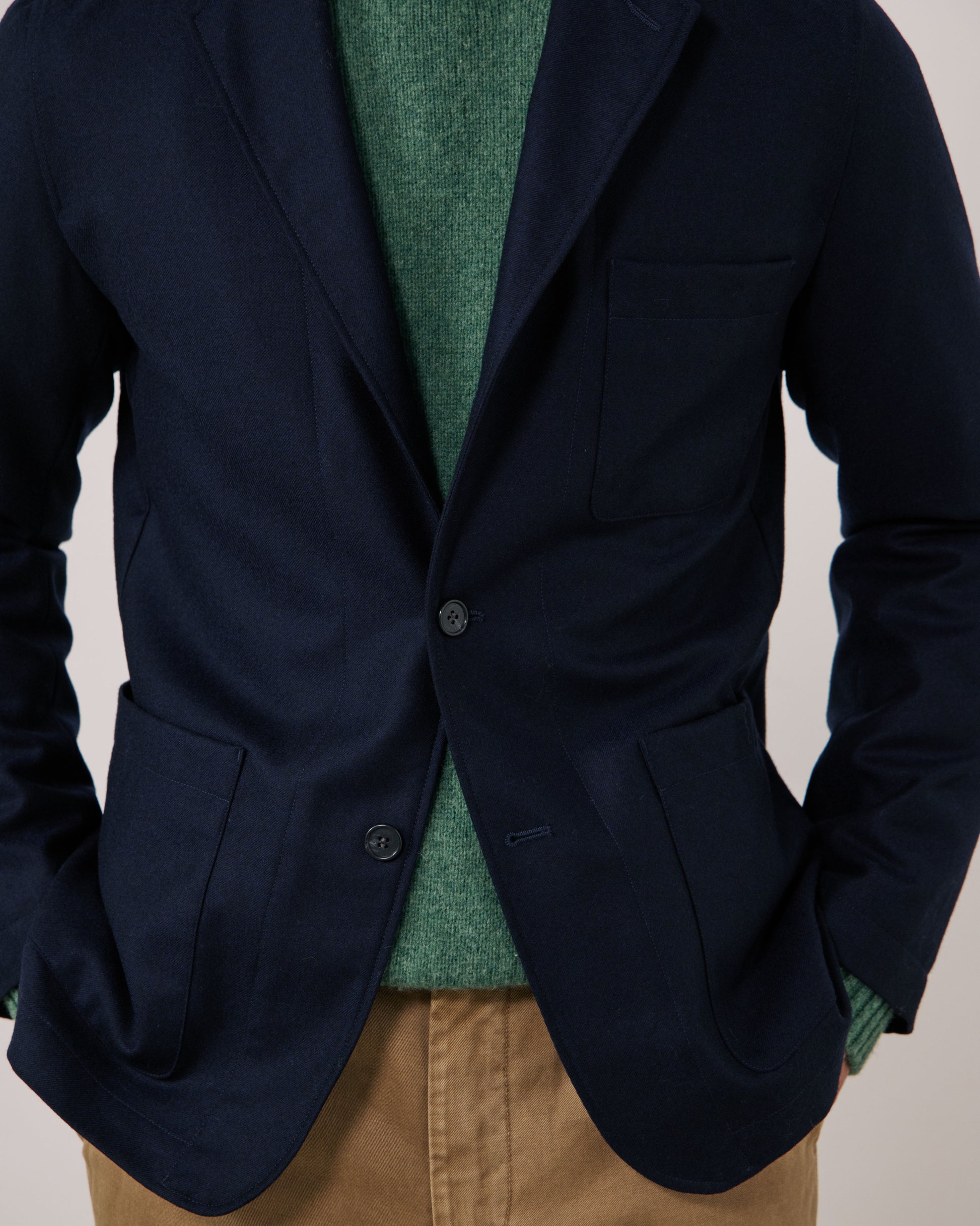 Veste Homme en Flanelle de Laine Vierge Bleu Marine Jonbee