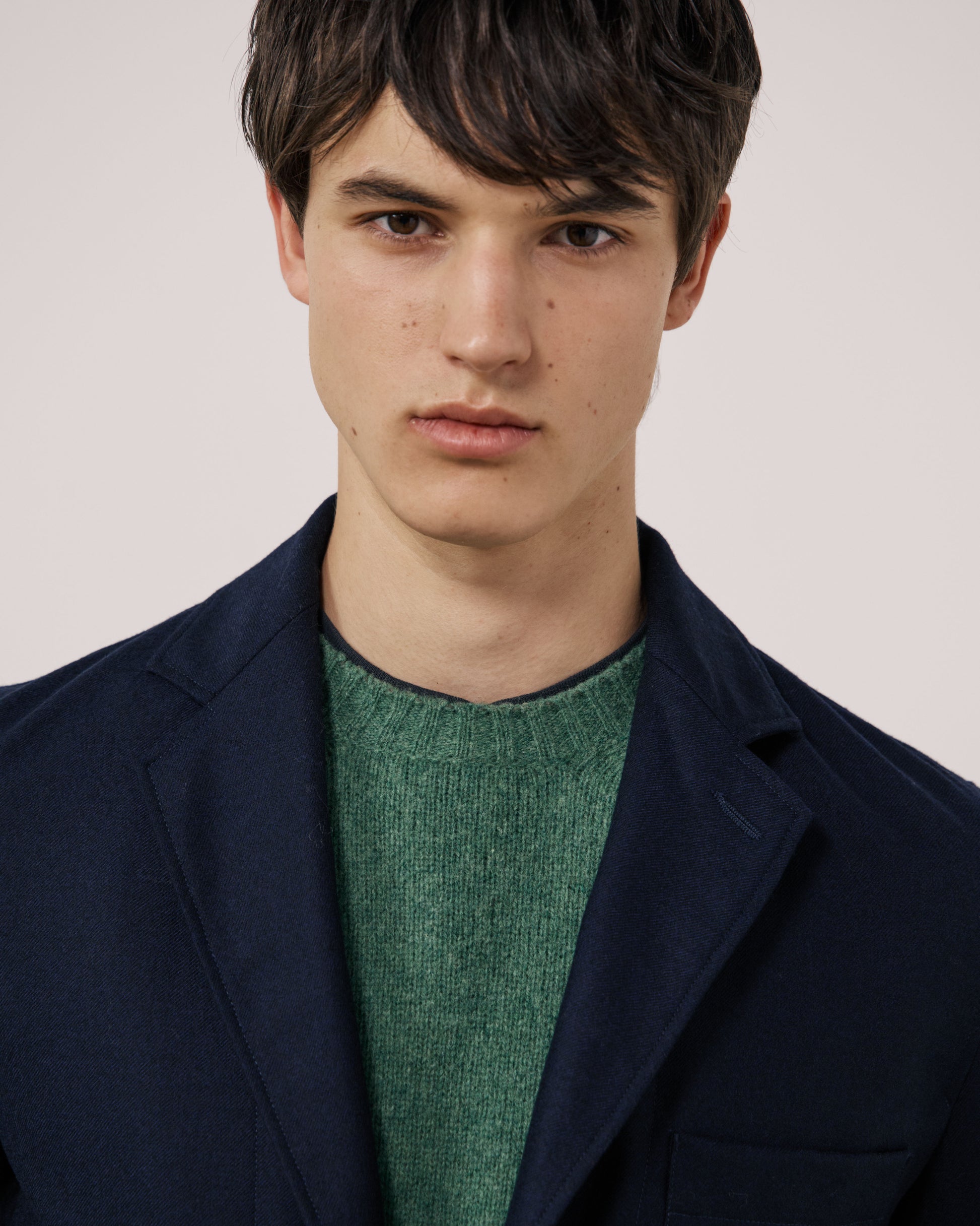 Veste Homme en Flanelle de Laine Vierge Bleu Marine Jonbee