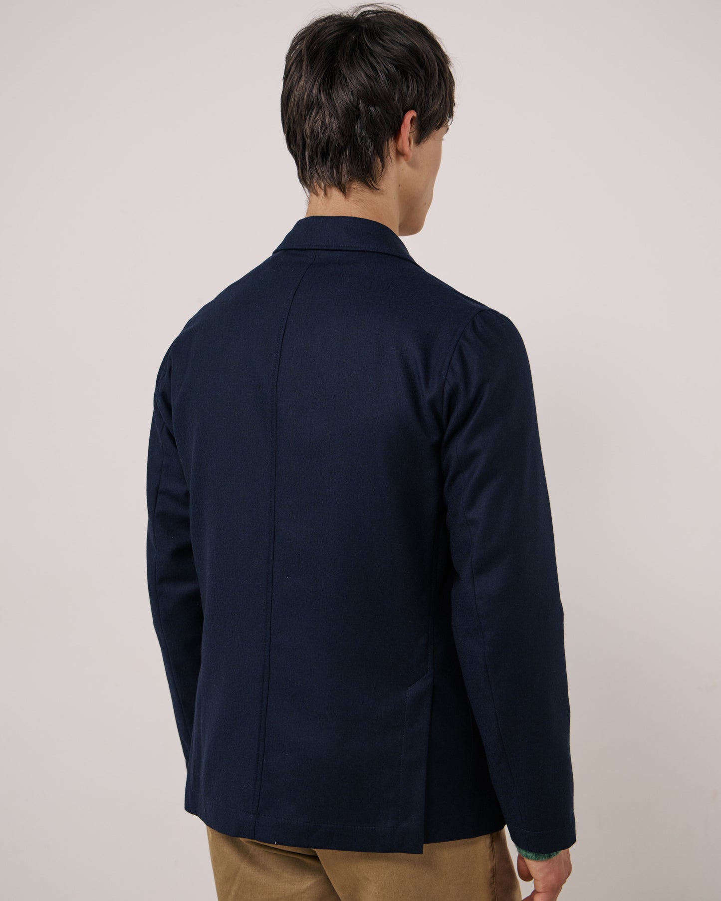 Veste Homme en Flanelle de Laine Vierge Bleu Marine Jonbee
