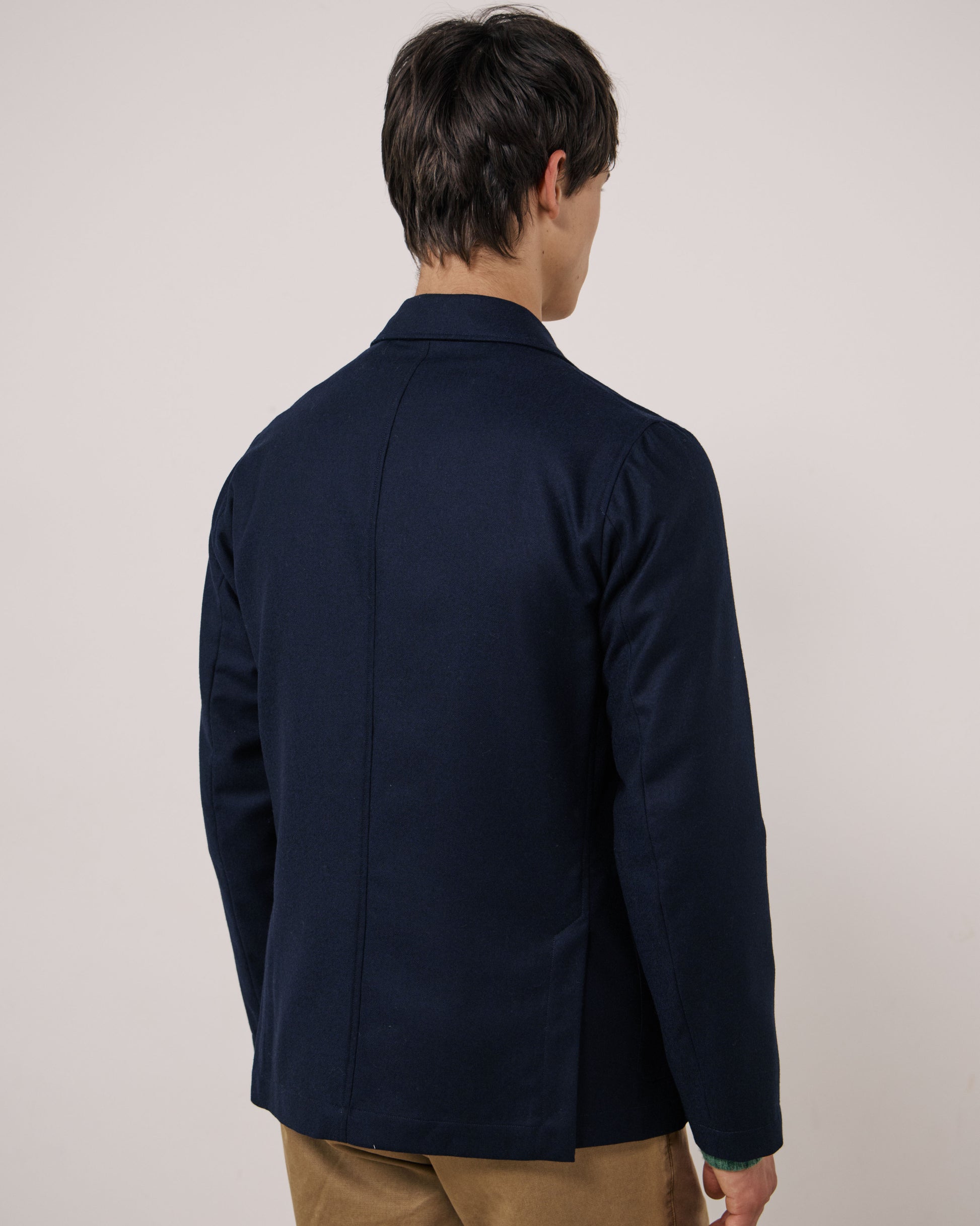 Veste Homme en Flanelle de Laine Vierge Bleu Marine Jonbee