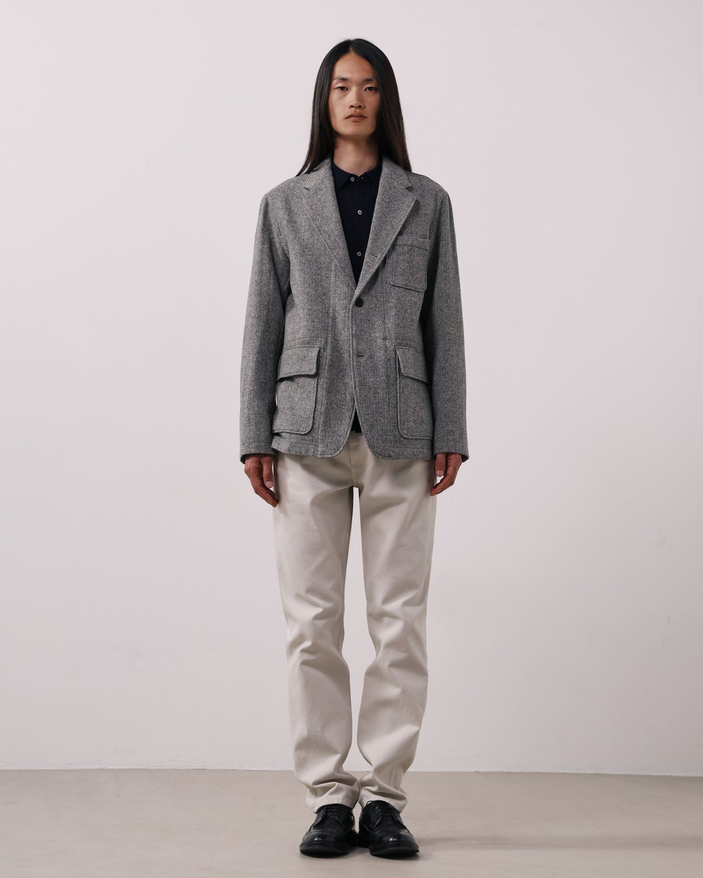 Veste Homme en Laine à Chevrons Gris Joey