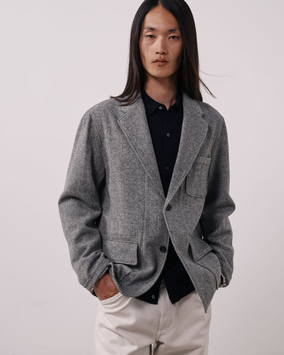 Chaqueta de lana de espiga gris para hombre Joey - Image 3